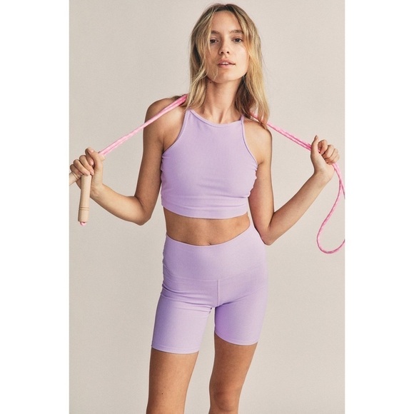 NEW LoveShackFancy x Beach Riot Ribbed High Waisted Bike Shorts Medium - Picture 3 of 8